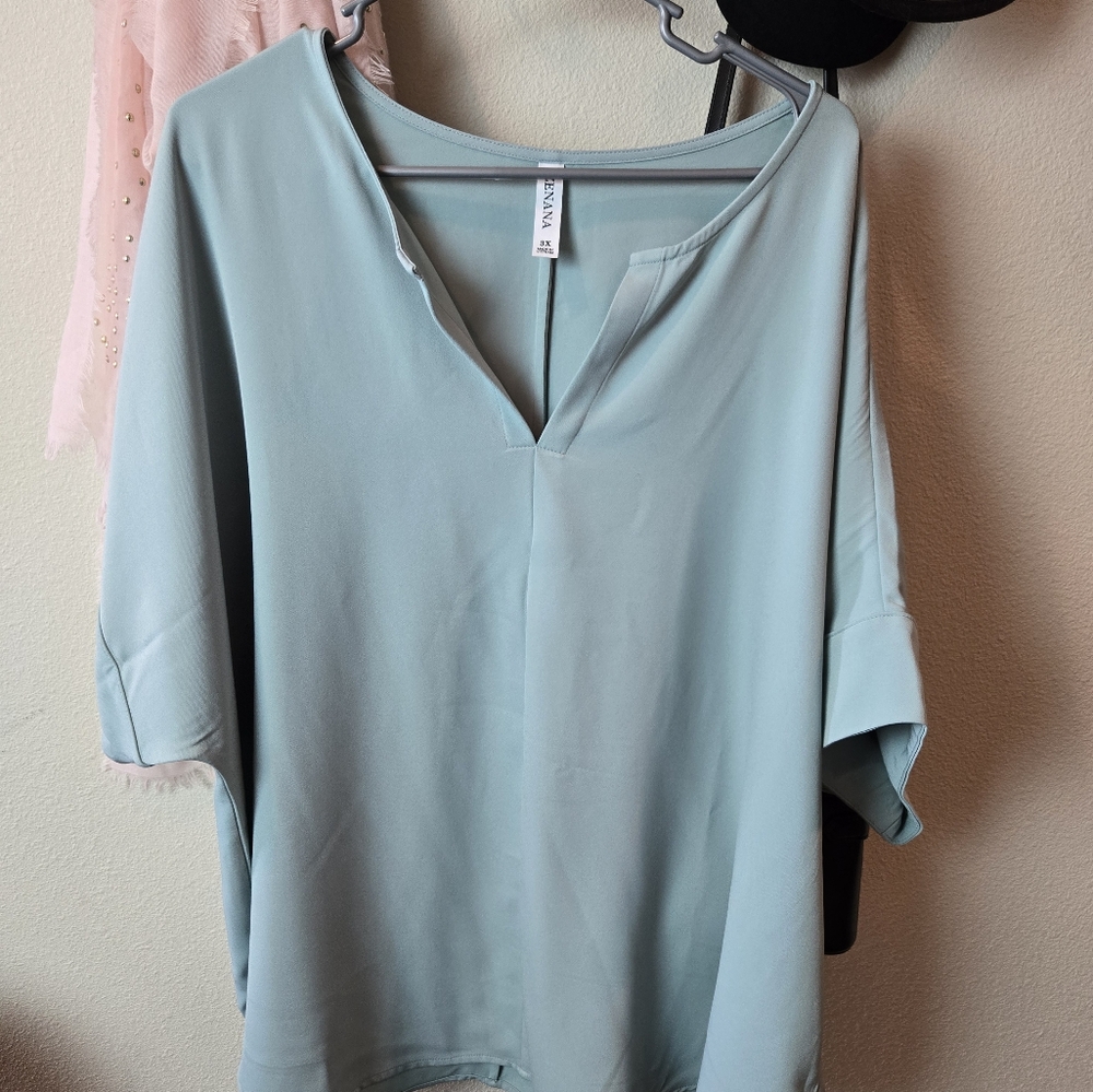 Light blue v neck top
